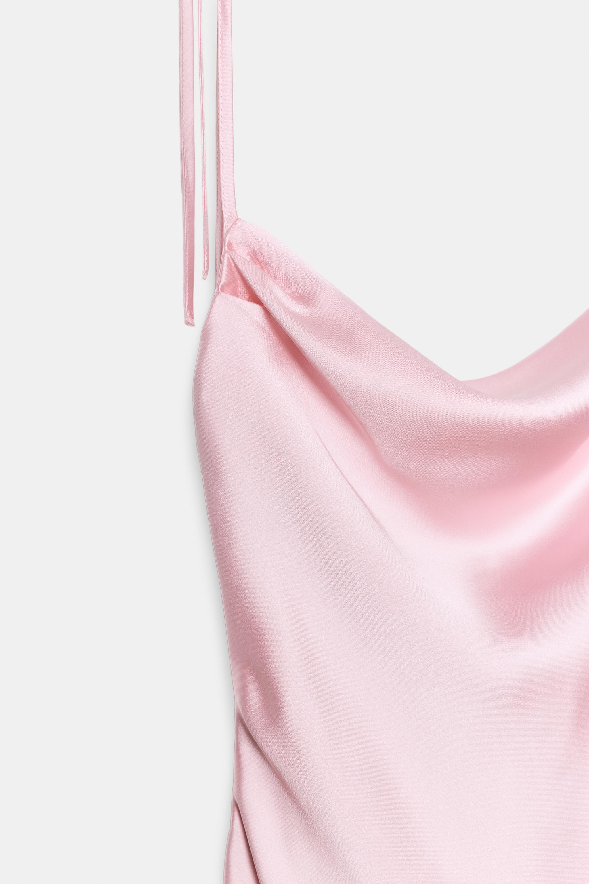 SATIN EFFECT MIDI DRESS WITH TIE STRAPS